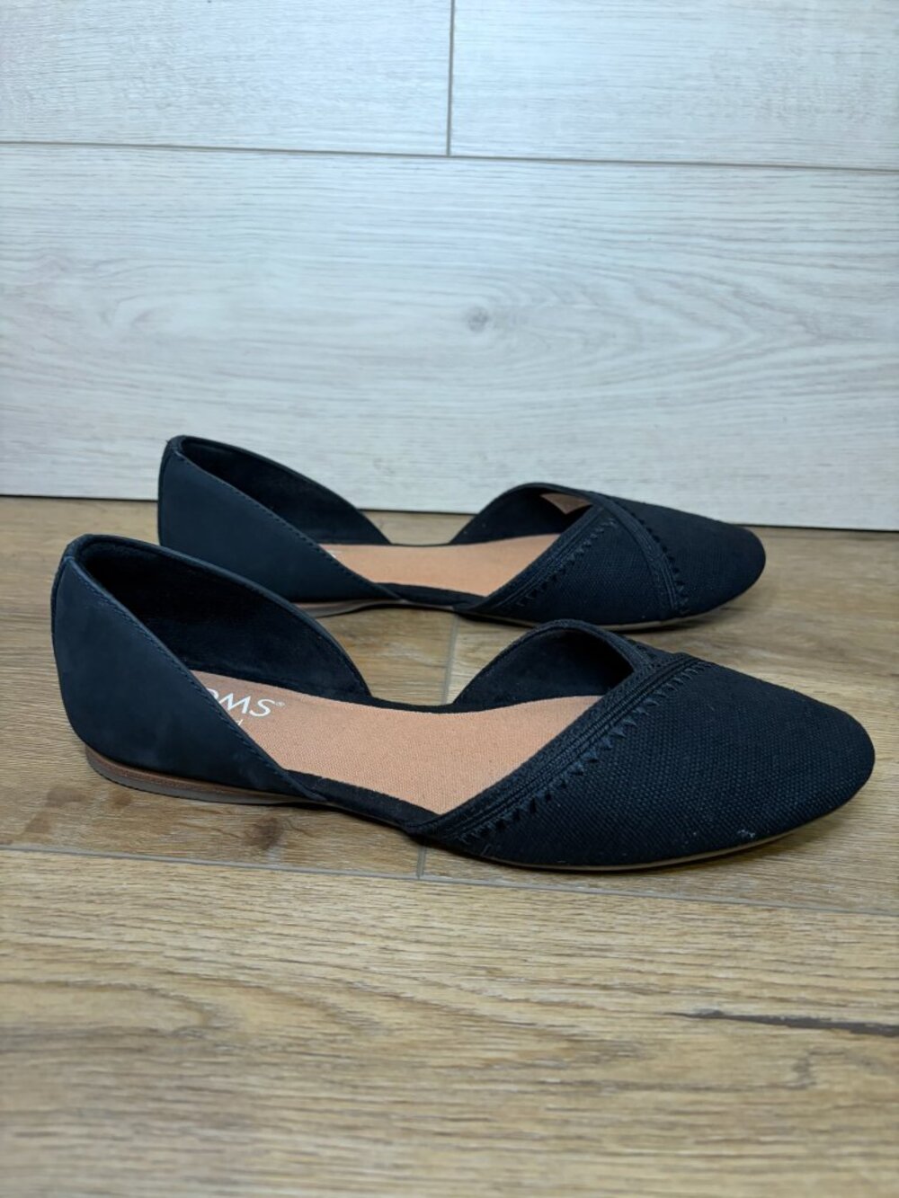 Toms Gemma D’Orsay Women's Flats Shoes Black Heritage  Size 8
